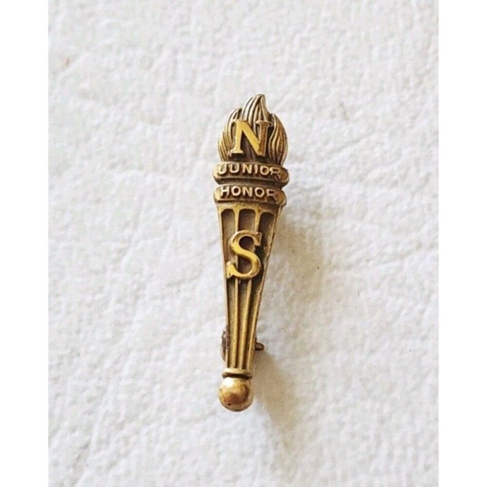 Vintage Junior Honor N S Torch Pin B GF Gold Filled